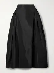 [Simone Rocha] Simone Rocha - Pleated Taffeta Midi Skirt - Black - UK 14 UK 14 Black
