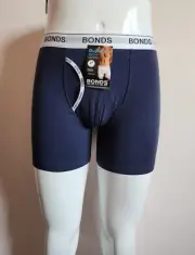 Bonds Mens MY7WA JGP Navy Cotton Stretch GuyFront Mid Trunk Brief Size M New