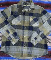 Small True Religion Polar Fleece Shacket Men Green Blue Plaid SOFT NWT MSRP 129
