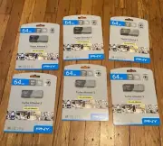 PNY 64GB USB 3.2 Flash Drive 4K Ultra HD Turbo Attaché Bundle Of 6 New