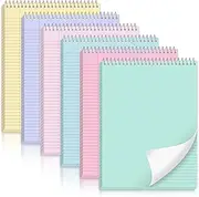 gisgfim 6 Pcs Pastel Top Bound Spiral Notebooks 8-1/2" x 11" College Ruled Aesthetic Legal Pad Top Spiral Steno Pads Colored Paper Assorted Covers Spiral Notebook for Writing School Office Supplies