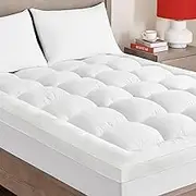 Super King Mattress Topper Thick Quilted Mattress Topper 10cm / 4Inches Airflow Mattress Cover, Ultra Soft Breathable, Noiseless Microfibre Thick Mattress Pad - Deep Pocket Fits up to 30cm Mattress