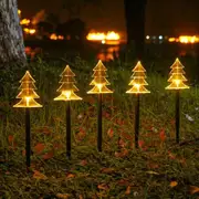 5pcs Outdoor Solar Garden Lights Christmas Tree Lawn Lamp Waterproof Decoration for Garden Pathway Patio Yard