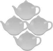 Luxshiny Teapot Style Ceramic Tea Bag Coaster Tea Bag Holder for Tearooms Office Meeting Room Snack Plate White