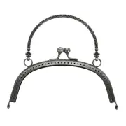 Metal Purse Frame,6.5" Retro Arch Kiss Lock Clasp Frame Embossed,Grey