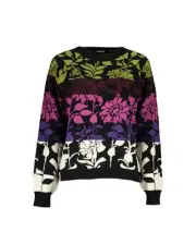 Desigual Floral Knit Jumper Pullover Sweater Women Black