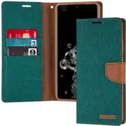 Goospery Samsung Galaxy S22+ Plus 5G Fabric Wallet Case Cover S906 [Green]