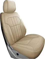 Full Coverage Car Seat Cover， Car Seat Covers Custom Compatible for Hyundai Tucson Kona Ix35 I40 Solaris Creta I30 Elantra Waterproof Leather Interior Auto Accessories(1Pcs-Beige)