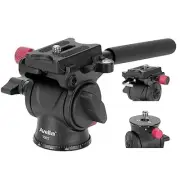 Tripod Fluid Head Pan Tilt Head with Arca Quick Release Plate and Handle Meta...