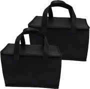 Ciieeo 2pcs Boys and Girls Lunch Kit Bags Insulated Bento Lunch Box Bag for School Picnic Portable Bento Bag Black