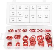 150 Washers, Sealing Washers, Red Steel Paper Fiber Flat Washers for Home Stores 14 Assorted Sizes with Plastic Boxes