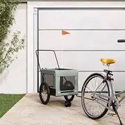 Generic Pet Bike Trailer Grey and Black Oxford Fabric and Iron