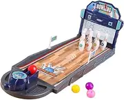 Oshhni Tabletop Mini Bowling Game Set,Funny,Early Educational,Portable Desktop Bowling Toys for Children Stocking Stuffers Gifts, Blue