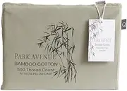 Park Avenue 500 Thread Count Bamboo Cotton Fitted Sheet and Pillowcase Set, Long Single, Jade