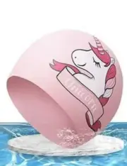US stock pink blue unicorn girls silicone swim cap