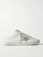 [Golden Goose] Golden Goose - Super-star Sabot Distressed Embellished Leather Slip-on Sneakers - Off-white - IT38 IT 38 Off-white