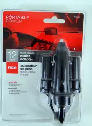 RCA AH57R 12V Dual Power Cigarette Lighter Outlet Adapter Splitter, New!