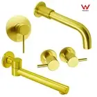 KYLINS Brushed Gold Round Swivel Bathroom Wall Bathtub Spout Outlet Filler Tap
