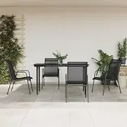 VRAXO 5 Piece Garden Dining Set Black Steel and Textilene -36.93KG,3200684