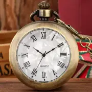 Steampunk Open Face Roman Numerals Quartz Pocket Watch with Hollow Hands Gifts