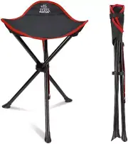 3-Legged Folding Tripod Camping Stool w/ Should Strap 225lbs Capacity Black/Red
