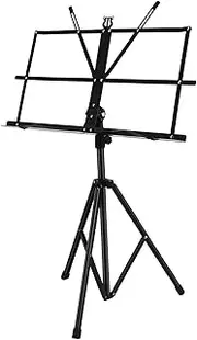 Kisangel Folding Wire Music Stand Portable and Sheet Music Holder with Base for Piano and Guitar Durable Iron and Construction Space Saving Design