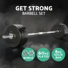 Everfit 68KG Barbell Weight Set Plates Bar Bench Press Exercise Home Gym 168cm