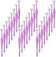24 Pack Eyebrow Trimmer Razors for Women Makeup, Facial T Shape Shaver Tool for Eye Brow, Stainless Steel Eyebrow Trimming Kit for Girls- Purple