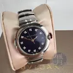 BRAND楓月 BVLGARI 寶格麗 102564 深藍盤鑽石時標鋼錶 AT 手錶 腕錶 小鑽 鑽飾造型