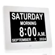 【New 2024】 Digital Calendar Alarm Day Clock - with 8" Large Screen 8IN White