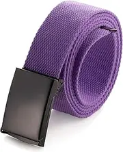 [Mile High Life] Cut To Fit Canvas Web Belt Size Up to 52" with Flip-Top Solid Black Military Buckle (16 Color and Combo Pack Options)