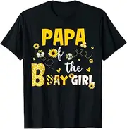 [X.Style] Papa of The Bee Day Girl Funny Bee Birthday Party ds1454 T-Shirt (S) Black