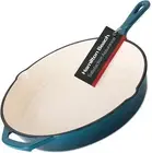 Enameled Cast Iron Fry Pan 12-Inch Navy, Cream Enamel Coating, Skillet Pan for S