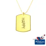 ANNA LOU OF LONDON 倫敦品牌 優雅方牌字墜 金項鍊 HAPPY