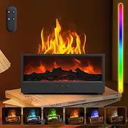 Mini Fireplace Diffusers for Essential Oils Diffuse Fireplace Humidifier with Remote 150ml Fireside Ultrasonic Humidifier Bonfire Flame Diffuser with 7 Colors Light for Home Room Office (Black)
