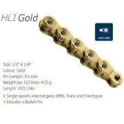 KMC HL1 (Half Link Chain) — 1/8" x 100 Links / Gold — AUS STOCK — Bike BMX SS