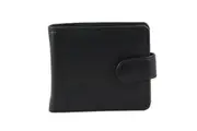 Milleni Mens 11cm Leather Tab Wallet Money Credit Card Cash Holder RFID Black