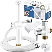 SonTiy Handheld Bidet Sprayer for Toilet, White Cloth Diaper Toilet Sprayer Attachment with Backflow Preventer, Adjustable Water Pressure Toilet Jet Spray for Feminine Wash