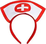 1 Pcs Nurse Hat Headband with Redcross Halloween Costume Accessories Doctors Nursing Hospital Cap Customes for 1940s Party, White