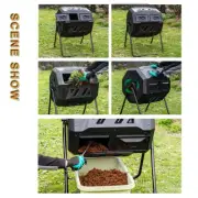 Elora Compost Tumbler Dual Bin Rotating Composter Garden Food Waste Recycling