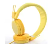 Wired Ear Headphones Stylish Headband Earphones for iPad Tablet Headset - Yellow