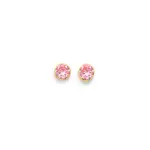 9ct Gold Pink Cz Bezel Stud Earrings in Pink