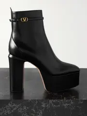 [Valentino Garavani] Valentino Garavani - Tan-go 120 Leather Platform Ankle Boots - Black - IT36 IT 36 Black