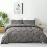 Dreamfields Queen Stone Diamond Embroidery Pintuck Quilt/Doona/Duvet Cover Set