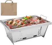 WJnflQN Portable Charcoal Grill - Foldable Charcoal Grill Stainless Steel Grill with Storage Bag,BBQ Charcoal Grill Compact Outdoor Folding Grill for Outdoor