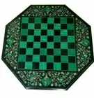18'' Black Marble Chess Table Top Pietra Dura Inlay Children Game Kids c65