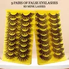 9 Pairs/set Faux Eyelashes Soft Dress Up Makeup Eye Lashes Accessories Man-made