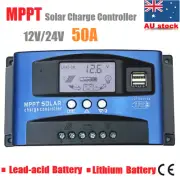 50A MPPT Solar Charge Controller 12V/24V Solar Panel Battery Regulator LCD USB