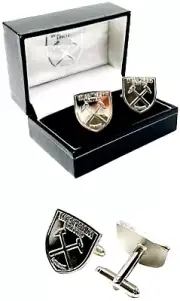WEST HAM UNITED FC CREST STERLING SILVER MENS EXECUTIVE SHIRT CUFFLINKS GIFT BOX