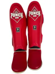 PUNCH Shin Pads [Siam] LEATHER-RED
